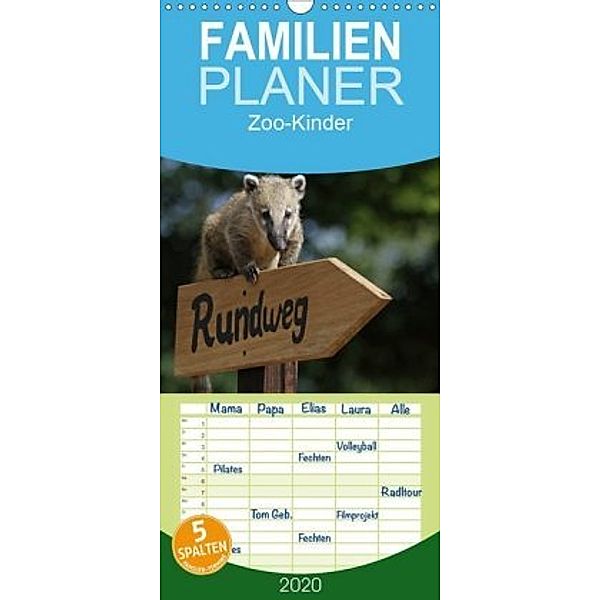 Zoo-Kinder - Familienplaner hoch (Wandkalender 2020 , 21 cm x 45 cm, hoch)