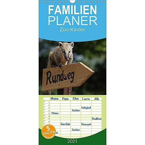 Zoo-Kinder - Familienplaner hoch (Wandkalender 2021 , 21 cm x 45 cm, hoch), Pferdografen.de