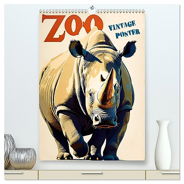 Zoo Vintage-Poster (hochwertiger Premium Wandkalender 2025 DIN A2 hoch), Kunstdruck in Hochglanz, Calvendo, Renate Utz