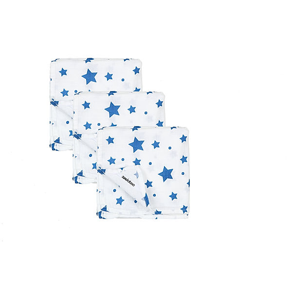 zoolaboo zoolaboo Mullwindel Star Dust, 75x75 cm, 3er-Pack (Farbe: weiss/blau)