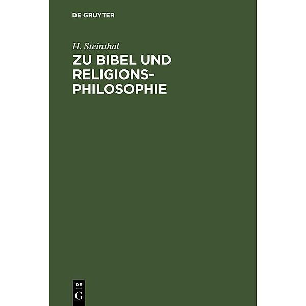 Zu Bibel und Religionsphilosophie, H. Steinthal