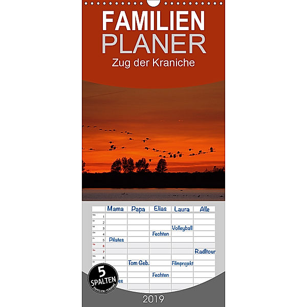 Zug der Kraniche - Familienplaner hoch (Wandkalender 2019 , 21 cm x 45 cm, hoch), BIA - birdimagency