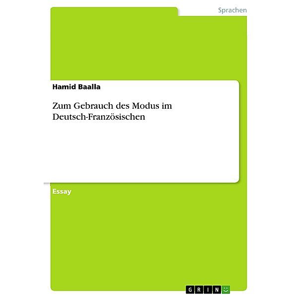 Zum Gebrauch des Modus im Deutsch-Französischen, Hamid Baalla