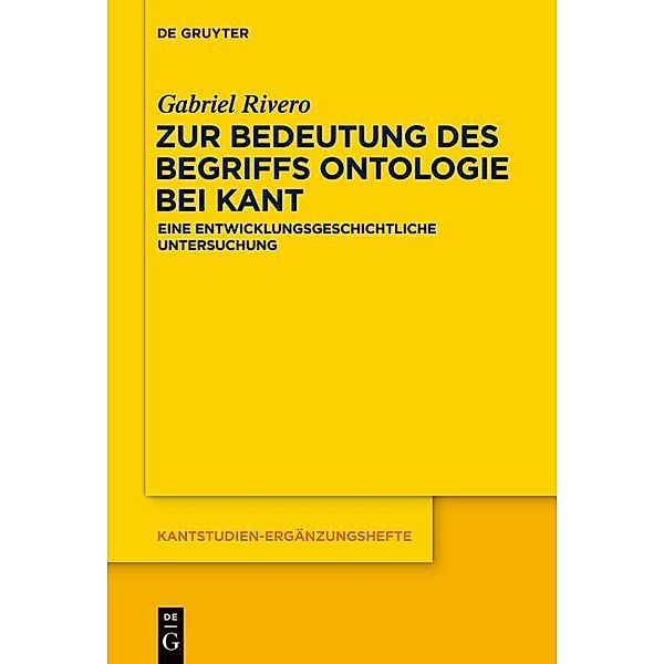 Zur Bedeutung des Begriffs Ontologie bei Kant / Kantstudien-Ergänzungshefte Bd.180, Gabriel Rivero