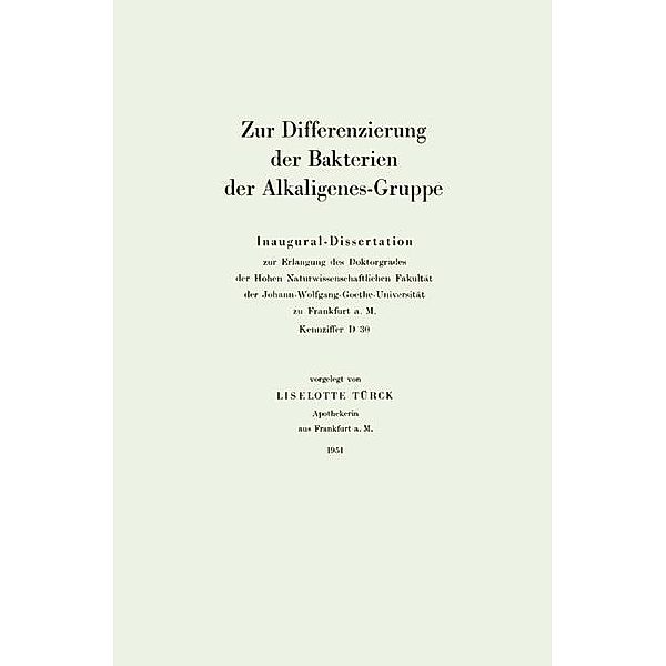 Zur Differenzierung der Bakterien der Alkaligenes-Gruppe, Liselotte Türck