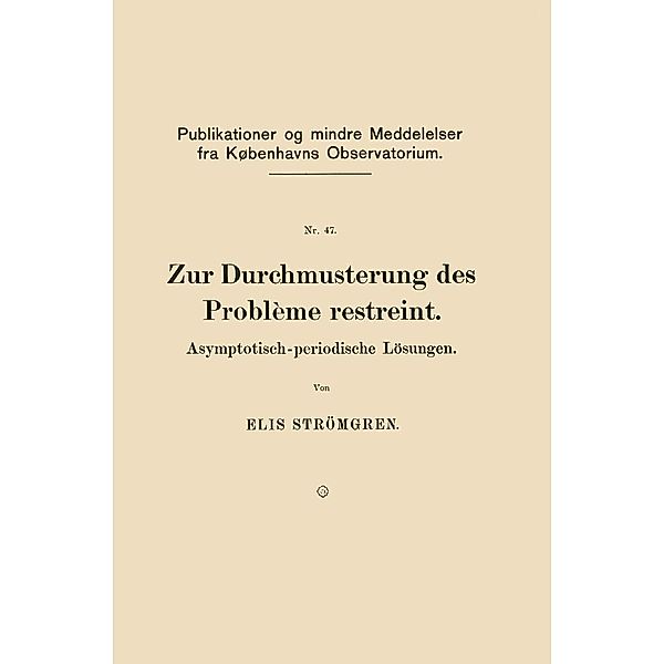 Zur Durchmusterung des Problème restreint, Elis Strömgren