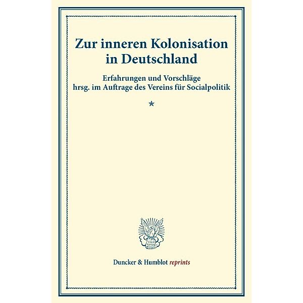 Zur inneren Kolonisation in Deutschland.