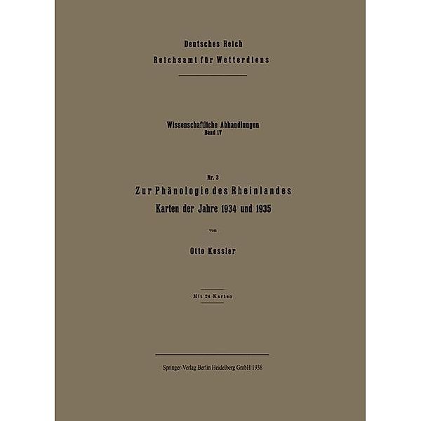 Zur Phänologie des Rheinlandes / Wissenschaftliche Abhandlungen, Otto Wilhelm Kessler