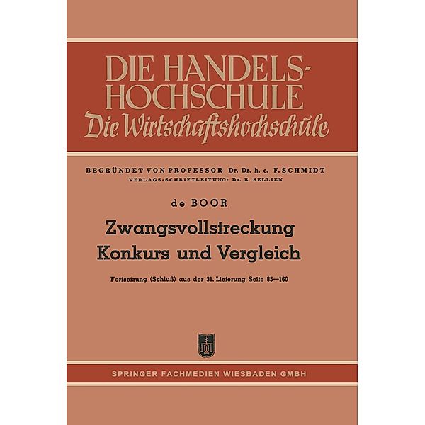 Zwangsvollstreckung Konkurs und Vergleich, Hans Otto ~deoe Boor