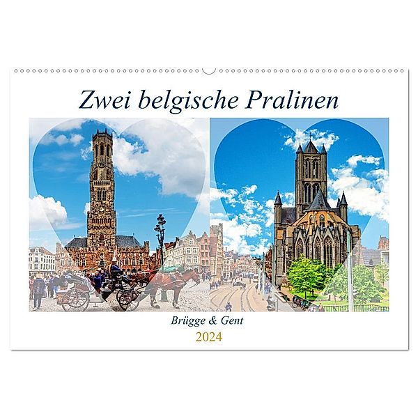 Zwei belgische Pralinen Brügge und Gent (Wandkalender 2024 DIN A2 quer), CALVENDO Monatskalender, Paul Michalzik