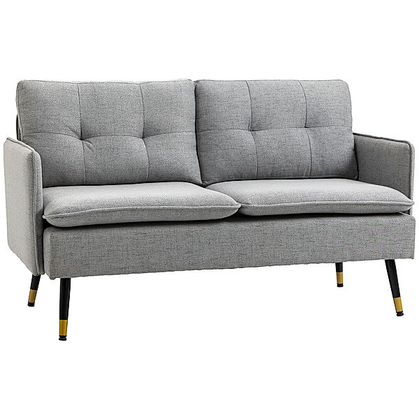 Zweisitzer Sofa mit Rücken- und Sitzkissen grau (Farbe: grau)