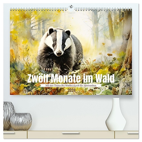Zwölf Monate im Wald (hochwertiger Premium Wandkalender 2024 DIN A2 quer), Kunstdruck in Hochglanz, Calvendo, Daniela Tapper