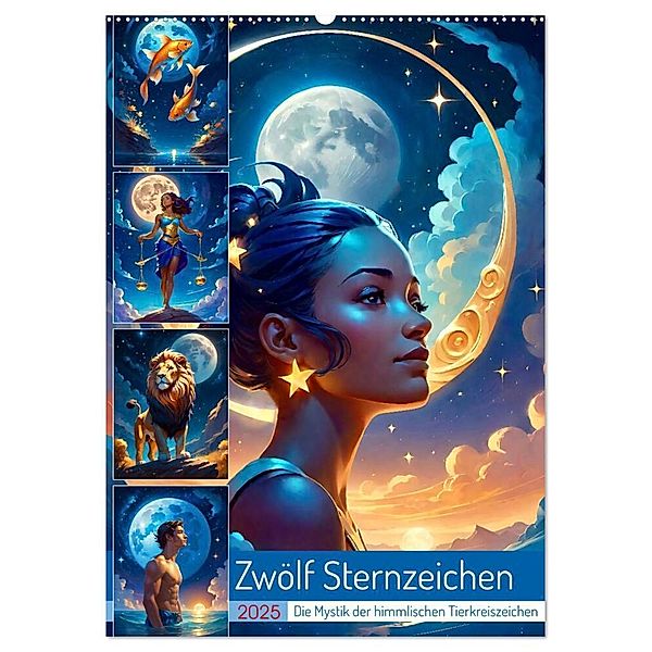 Zwölf Sternzeichen (Wandkalender 2025 DIN A2 hoch), CALVENDO Monatskalender, Calvendo, Steffani Lehmann