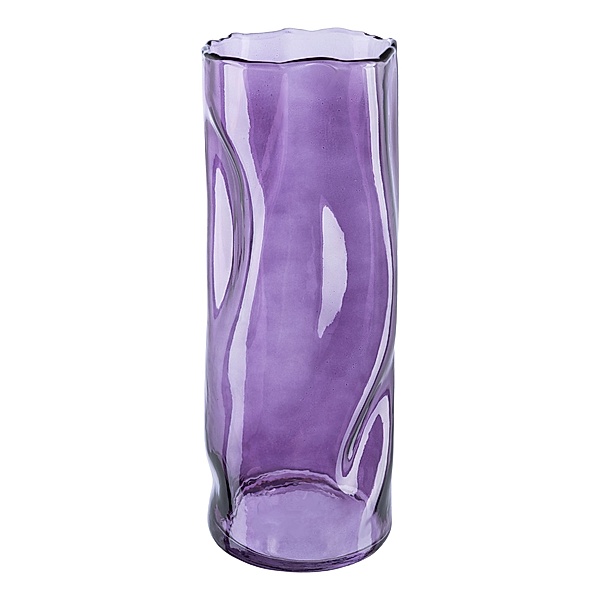 Zylinder Vase aus Glas CRUNCH, 30x11x11 cm (Farbe: aubergine)