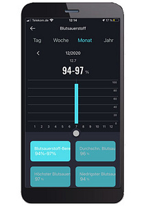 App-Aufzeichnung Sauerstoffsättigung-Monat