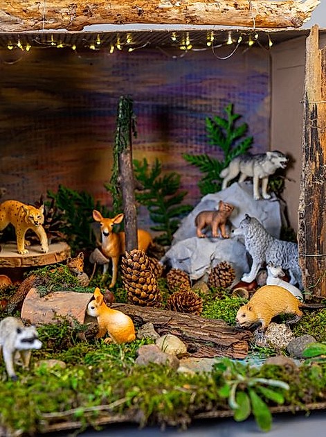 Herbstliches Diorama mit Waldtieren von schleich
