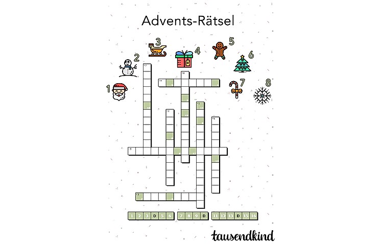 Kinder-Kreuzworträtsel zum ersten Advent
