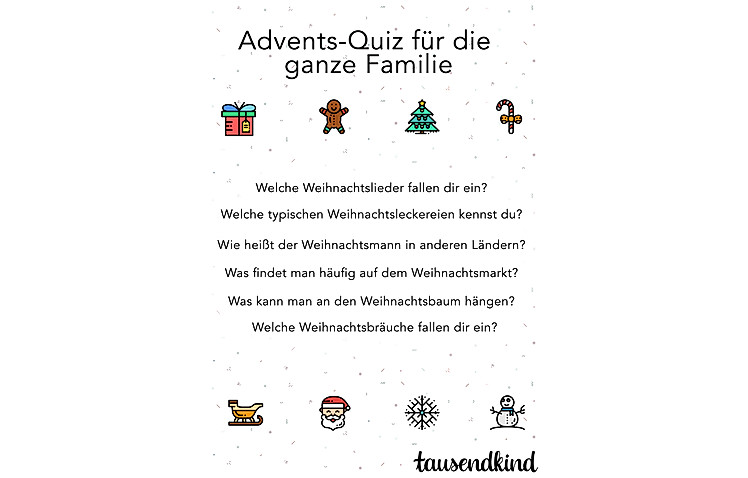 Familienquiz für Weihnachten zum Ausdrucken