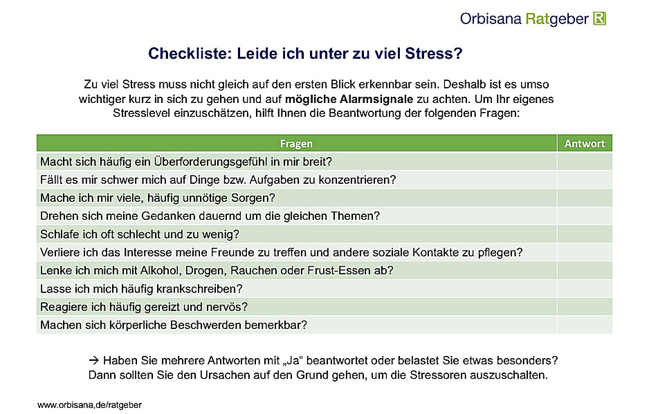 Checkliste: Leide ich unter zu viel Stress? | Orbisana-Ratgeber