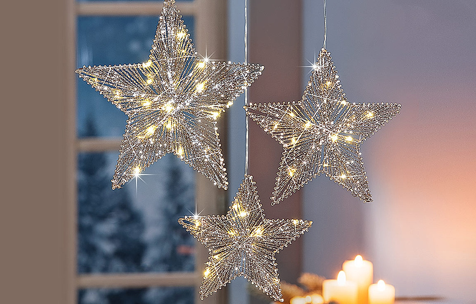 Weihnachtsstern zum Aufhängen Motiv Sternenzauber aus Buchenholz,  Weihnachtsdeko, Geschenk