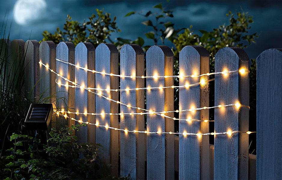 Outdoor Beleuchtung: Terrasse und Gartenzaun setzen Sie mit Lichterketten in Szene
